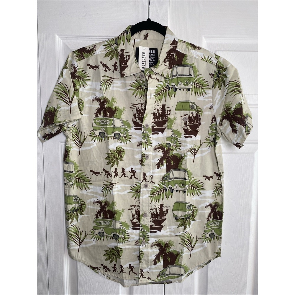 BoxLunch Mens Small Scooby Doo mystery Machine Short Sleeve Button Novelty Vacay